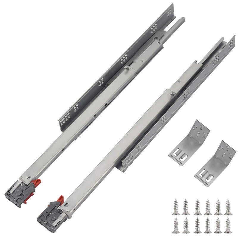 OCG Full Extension Undermount Drawer Slides 18 inch (1 Pair), Soft Close Concealed Drawer Runners, Come with Mounting Screws and Brackets - Image 1
